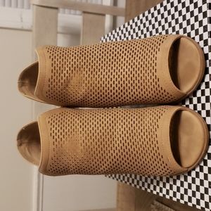 SODA peep toe booties